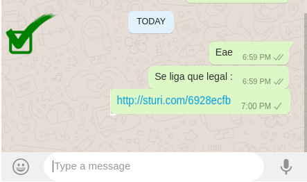 Mensagem com url encurtada